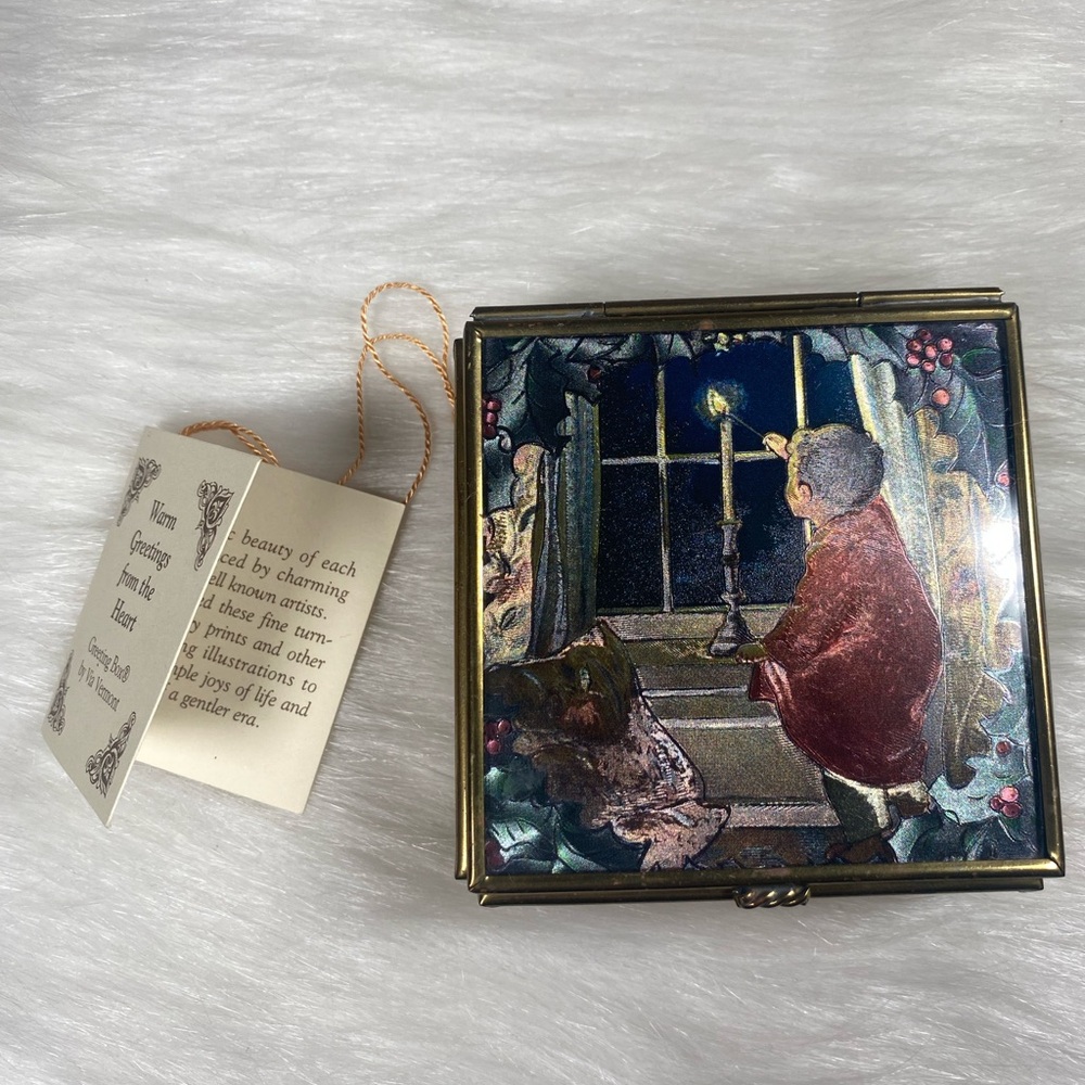 1993 Via Vermont Ltd Child Lighting Candle Glass Metal Trinket Box Thomas Cathey